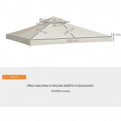 Acoperiș de rezervă pentru foișor metalic 3x3 m | crem alb č.2