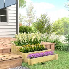 Jardinieră cu trei niveluri 93 x 93 x 35 cm | culoare naturală č.1
