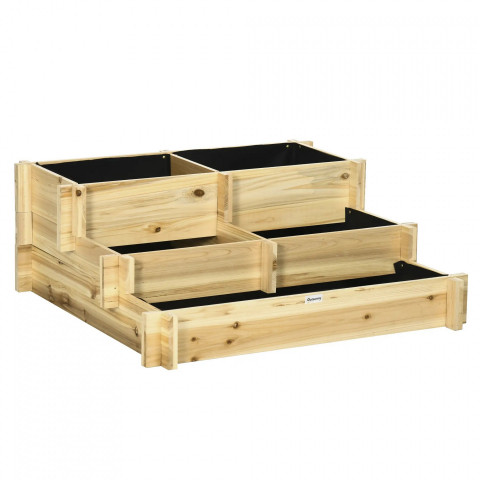 Jardinieră cu trei niveluri 93 x 93 x 35 cm | culoare naturală č.8