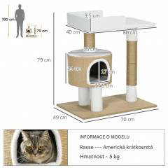 Ansamblu de joacă pentru pisici 79 cm | maro + alb č.3