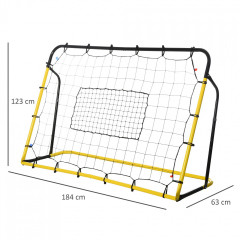 Poartă de antrenament cu plasă de ricoșeu 184x63x123 cm | negru + galben č.3