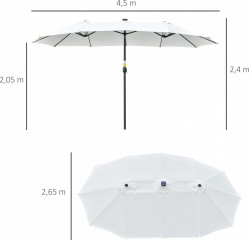 Umbrelă dublu cu lumină solară LED 4,5 m | negru + alb crem č.3