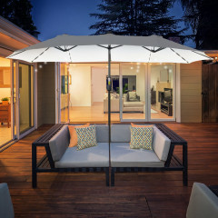 Umbrelă dublu cu lumină solară LED 4,5 m | negru + alb crem č.1