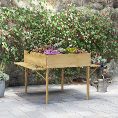 Strat înălțat din lemn 122x91,5x89 cm | culoare naturală