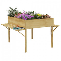 Strat înălțat din lemn 122x91,5x89 cm | culoare naturală č.2