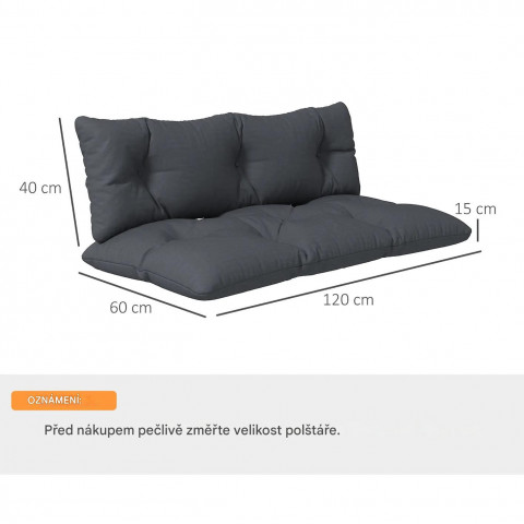 Set 2 perne pentru bancă de grădină | gri închis č.4