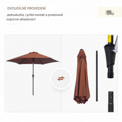 Umbrelă de grădină cu manivelă Ø2,6 x 2,35 m | maro č.3