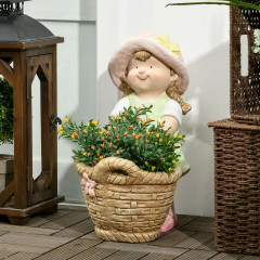 Decorațiune de grădină cu fată și ghiveci 20x30x40 cm | multicolor č.1