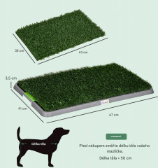 Toaletă pentru câini cu 2 covorașe cu iarbă artificială 67 x 41 cm | verde č.3