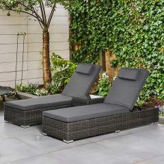 Șezlong Polyrattan din 3 piese 60 x 195 x 86 cm | gri č.1