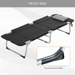 Pat pliabil de camping 183x66x33 cm | negru + argintiu č.3
