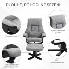 Fotoliu TV cu taburet 78x82,5x109 cm | gri č.3