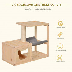 Căsuță pentru pisici, cu hamac 70x35x60 cm | culoare naturală č.2