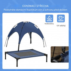 Șezlong pentru câini, cu copertină 76x61x73 cm | albastru închis č.2