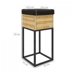 Strat înălțat din lemn cu picioare din oțel 22x22x54 cm | culoare naturală č.3
