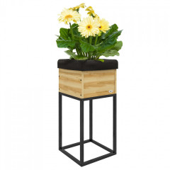 Strat înălțat din lemn cu picioare din oțel 22x22x54 cm | culoare naturală č.2