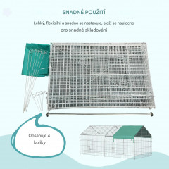 Țarc metalic pentru iepuri, cobai și alte rozătoare 220 x 103 x 103 cm | verde și argintiu č.3