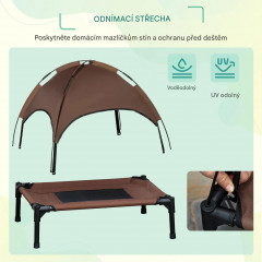 Șezlong pentru câini, cu copertină 76x61x73 cm | cafea č.3