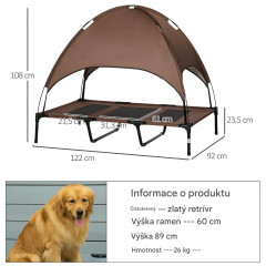 Șezlong pentru câini, cu copertină 122x92x108 cm | cafea č.3