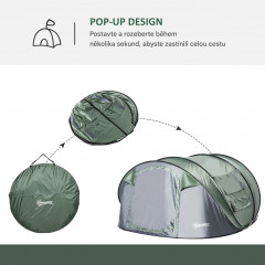 Cort de camping pentru 4-5 persoane 263,5x220x123 cm | verde + gri č.2