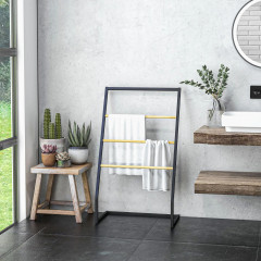 Suport pentru prosoape cu 3 brațe 60 x 35 x 102 cm | negru č.1