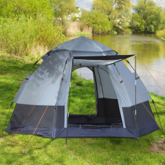 Cort de camping pentru 3-4 persoane 240 x 240 x 195 cm | gri + negru č.1