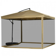 Umbrelă de soare cu braț lateral și pereți laterali 296x296 cm | bej č.2