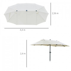 Umbrelă dublă cu LED 440 x 260 cm | crem alb č.3