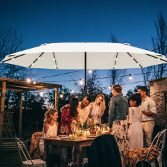 Umbrelă dublă cu LED 440 x 260 cm | crem alb č.1