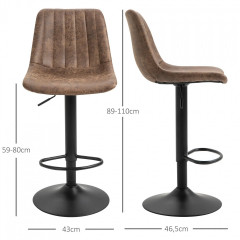 Scaune de bar 2 bucăți 43 x 46,5 x 89-110 cm | maro č.3