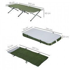 Pat de camping cu pernă până la 120 kg | verde č.2