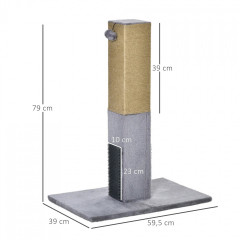 Ansamblu de joacă pentru pisici, cu frânghie de iută 79 cm | gri č.3