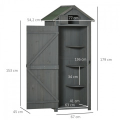 Dulap pentru unelte de grădină cu rafturi 77 x 54,2 x 179 cm | gri + verde č.2