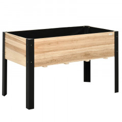 Ladă din lemn masiv 120x60x74cm | negru + culoare naturală č.2