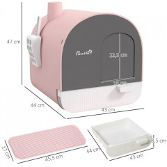 Litieră cu capac pentru pisici 43x44x47 cm | roz č.2