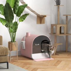 Litieră cu capac pentru pisici 43x44x47 cm | roz č.1