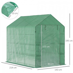Seră de grădină 214 x 143 x 195 cm cu 8 rafturi | verde închis č.2