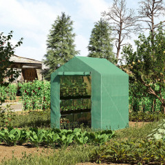 Seră de grădină 214 x 143 x 195 cm cu 8 rafturi | verde închis č.1