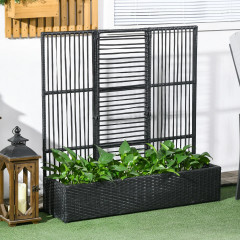 Pat înălțat din poliratan cu grilaj 103 x 103 x 29 cm | negru č.1