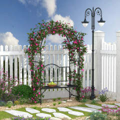 Arcadă de grădină pentru plante agățătoare cu bancă 121 x 50 x 203 cm | neagră č.1