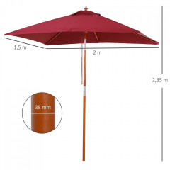 Umbrelă de grădină cu structură din lemn de brad | vișiniu č.2