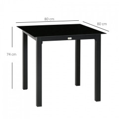 Masă de grădină din sticlă securizată 80x80x74cm | negru č.2
