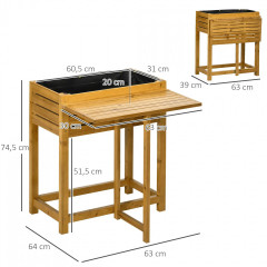 Strat înălțat de grădină cu placă rabatabilă 64 x 80 x 30 cm | maro č.2