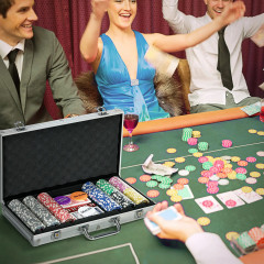 Set de poker portabil cu 300 de jetoane | 38,5 x 23 x 6,5 cm