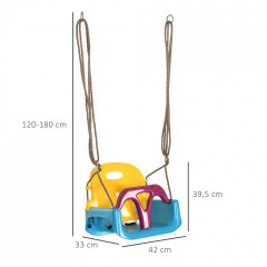 Leagăn pentru copii 120-180 cm | albastru, galben, violet č.2