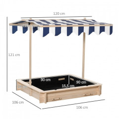 Cutie de nisip cu copertină 106x106x121 cm | culoare naturală č.2