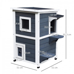 Căsuță pentru pisici 51x51x81,3 cm | gri č.2