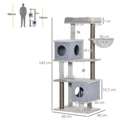 Copac pentru pisici cu suport de zgâriat 142 cm | gri č.2