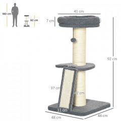 Ansamblu de joacă pentru pisici 92 cm | gri închis + alb crem č.3