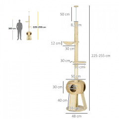 Ansamblu de joacă pentru pisici 225-255 cm | maro + bej č.2